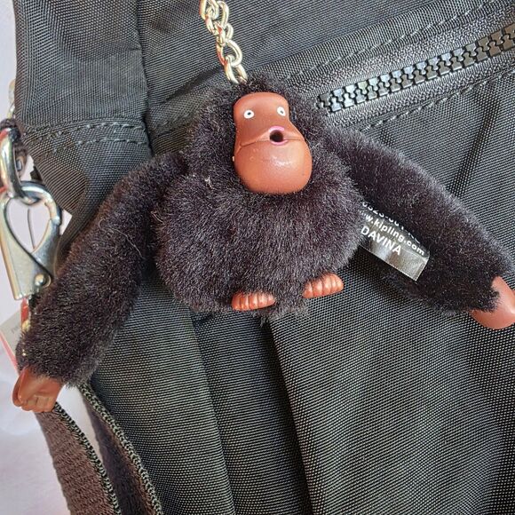 Kipling Bag Black Purse Tonal Eugina Weekender Satchel Duffel Monkey New - Picture 3 of 16